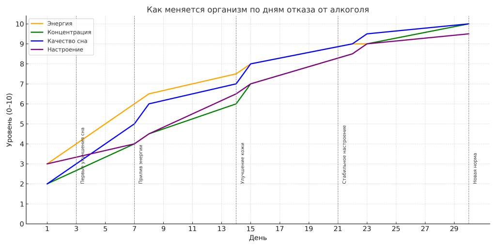 Как меняется организм по дням отказа от алкоголя